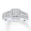 Thumbnail Image 0 of Previously Owned THE LEO Diamond Engagement Ring 2-1/8 ct tw Princess & Round-cut Diamonds 14K White Gold - Size 10