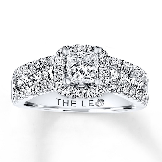 Previously Owned THE LEO Diamond Engagement Ring 2-1/8 ct tw Princess & Round-cut Diamonds 14K White Gold Size 10