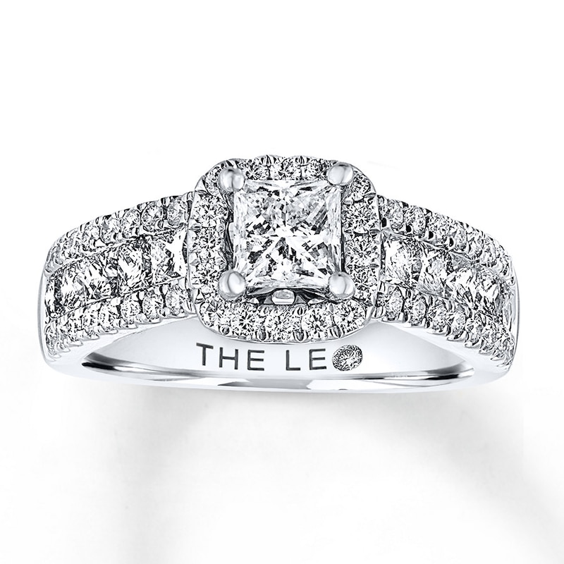 Previously Owned THE LEO Diamond Engagement Ring 2-1/8 ct tw Princess & Round-cut Diamonds 14K White Gold - Size 10