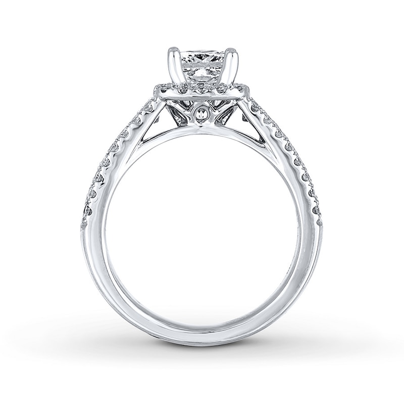 Previously Owned THE LEO Diamond Engagement Ring 2-1/8 ct tw Princess & Round-cut Diamonds 14K White Gold - Size 10