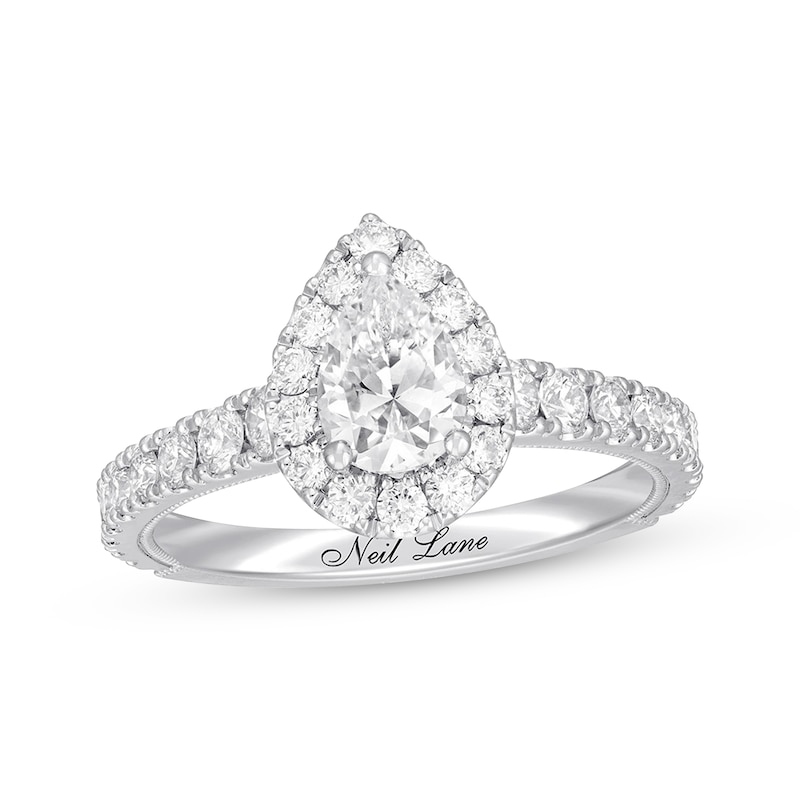 Previously Owned Neil Lane Premiere Diamond Engagement Ring 1-1/2 ct tw Pear & Round-cut 14K Gold