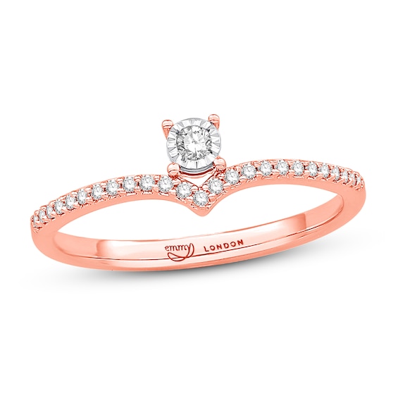 Previously Owned Emmy London Diamond Ring 1/8 ct tw Round-cut 10K Rose Gold Size 4