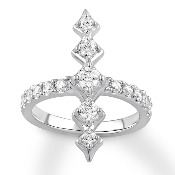 Previously Owned Diamond North-South Ring 1 ct tw Round 14K White Gold 10.5