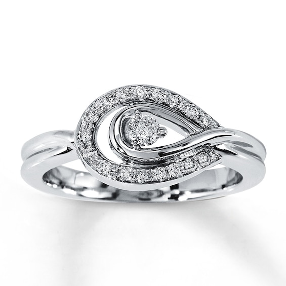 Previously Owned Engagement Ring 1/3 ct tw Round-cut Diamonds 10K White Gold Size 2.25