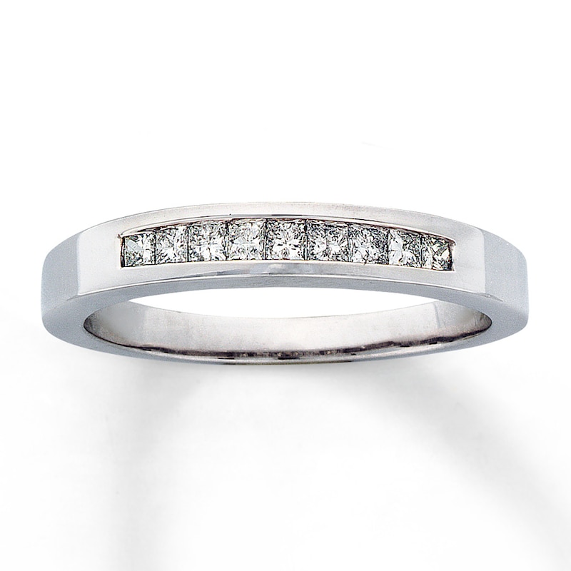 Main Image 1 of Previously Owned Diamond Wedding Band 1/4 ct tw Princess-cut 14K White Gold - Size 4.75