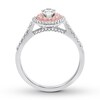 Thumbnail Image 2 of Previously Owned Pink & White Certified Diamond Engagement Ring 1 ct tw Oval & Round-cut 14K Two-Tone Gold - Size 3.5