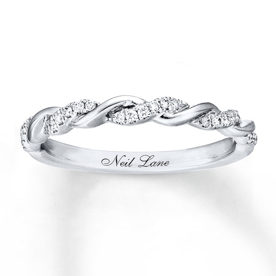 Previously Owned Neil Lane Wedding Band 1/8 ct tw Round-cut Diamonds 14K White Gold