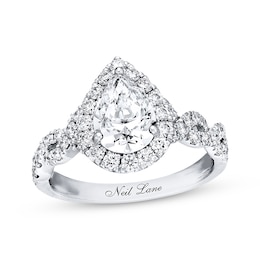 Previously Owned Neil Lane Diamond Engagement Ring 2-1/8 ct tw Pear & Round 14K White Gold