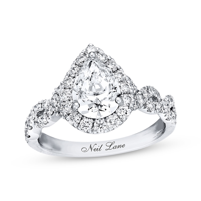 Previously Owned Neil Lane Diamond Engagement Ring 2-1/8 ct tw Pear & Round 14K White Gold