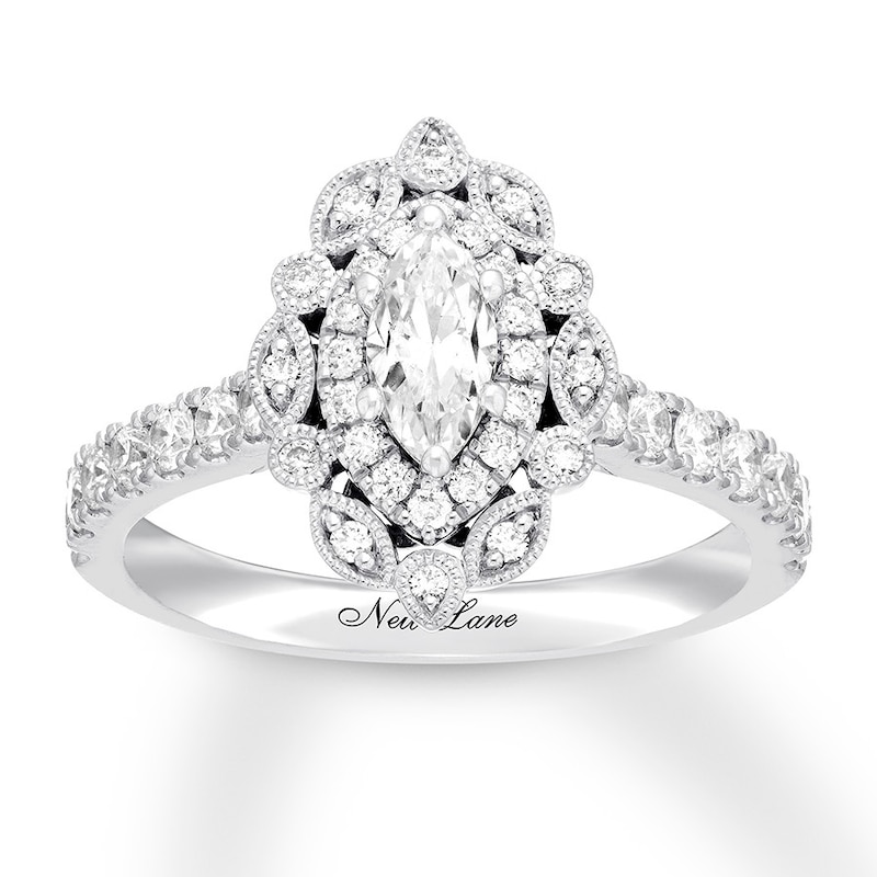 Main Image 1 of Previously Owned Neil Lane Diamond Engagement Ring 7/8 ct tw Marquise & Round-cut 14K White Gold