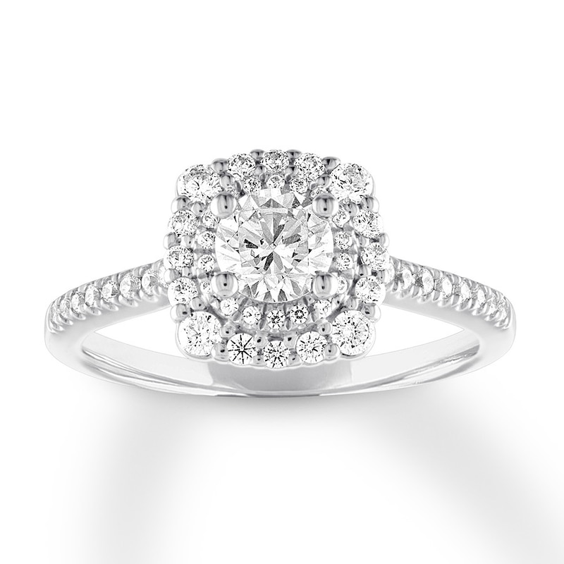 Main Image 1 of Previously Owned Diamond Engagement Ring 7/8 ct tw Round-cut 14K White Gold