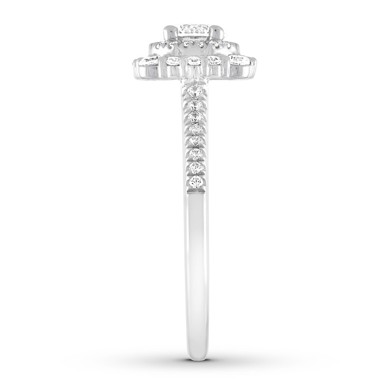 Main Image 3 of Previously Owned Diamond Engagement Ring 7/8 ct tw Round-cut 14K White Gold