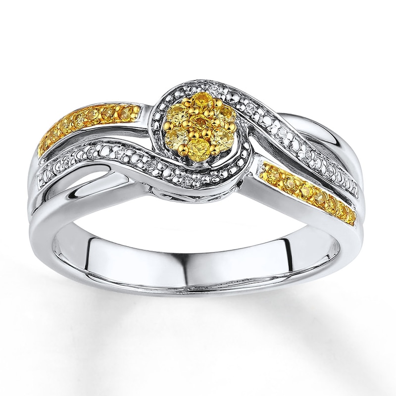 Previously Owned Yellow Diamond Fashion Ring 1/5 ct tw Sterling Silver