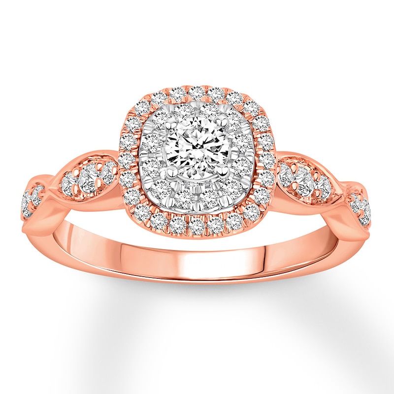 Main Image 1 of Previously Owned Diamond Engagement Ring 1/2 ct tw Round-cut 14K Two-Tone Gold