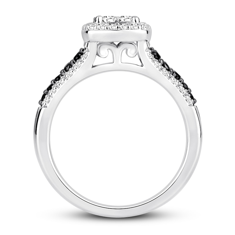 Main Image 3 of Previously Owned Black & White Diamond Engagement Ring 3/4 ct tw 14K White Gold