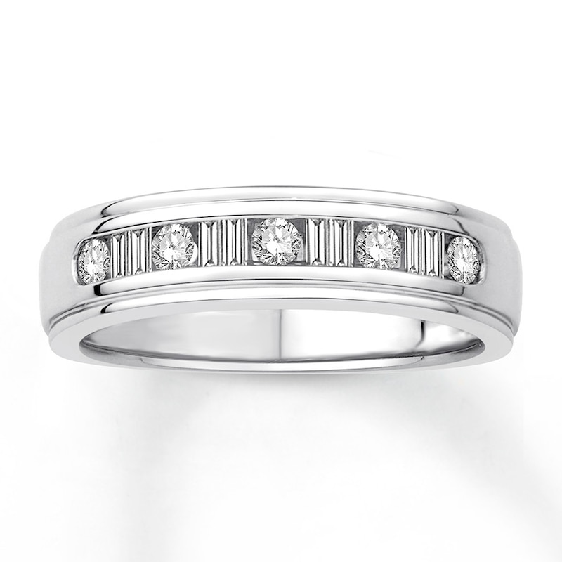 Previously Owned Men's Diamond Band 3/8 ct tw Round & Baguette-cut 10K ...