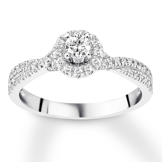 Previously Owned Diamond Engagement Ring 3/8 ct tw Round-cut 10K White Gold
