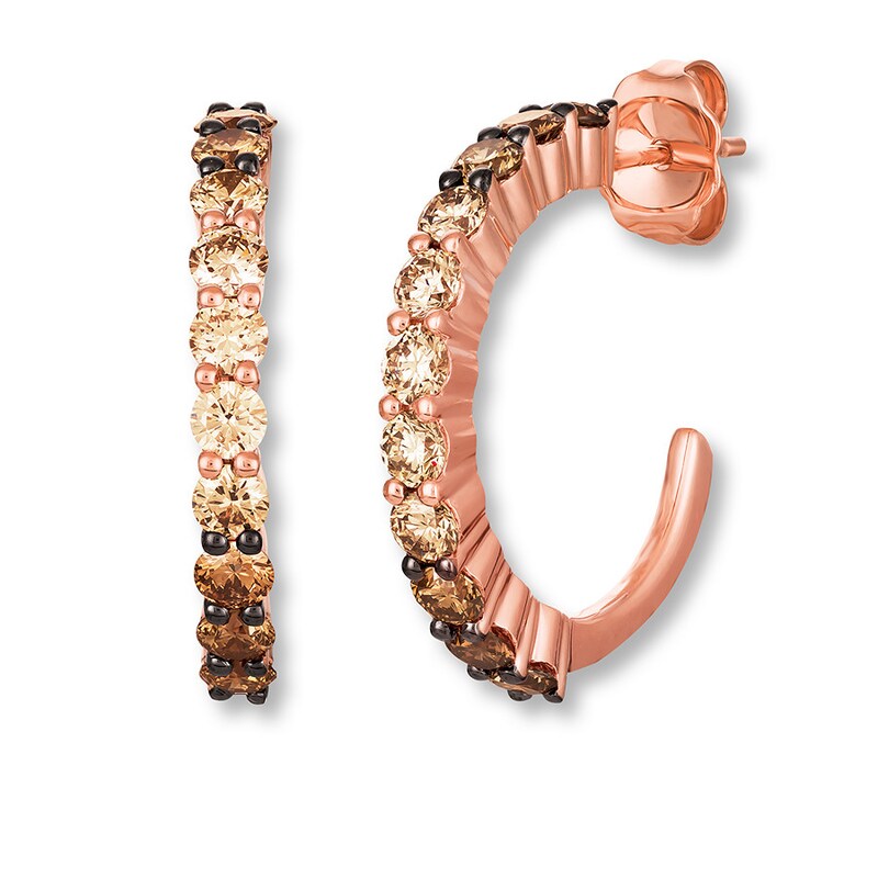 Main Image 1 of Previously Owned Le Vian Ombre Hoop Earrings 1-1/2 ct tw Diamonds 14K Gold