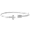 Previously Owned "Faith" Diamond Cross Cuff Bangle Bracelet 1/8 ct tw Sterling Silver