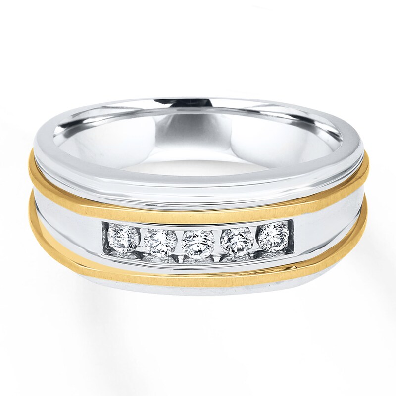 Main Image 1 of Previously Owned Men's Diamond Band 1/4 ct tw Round-cut 10K Two-Tone Gold