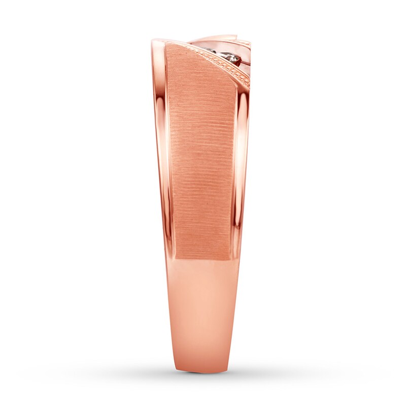 Main Image 3 of Previously Owned Men's Diamond Wedding Band 1/10 ct tw Round-cut 10K Rose Gold