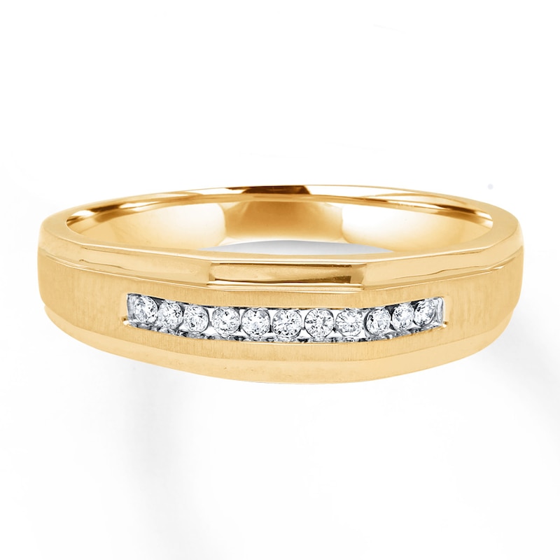 Main Image 1 of Previously Owned Men's Diamond Band 1/10 ct tw Round-cut 10K Yellow Gold
