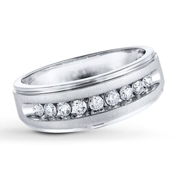 Previously Owned Men's Diamond Wedding Band 1/2 ct tw Round-cut 10K White Gold