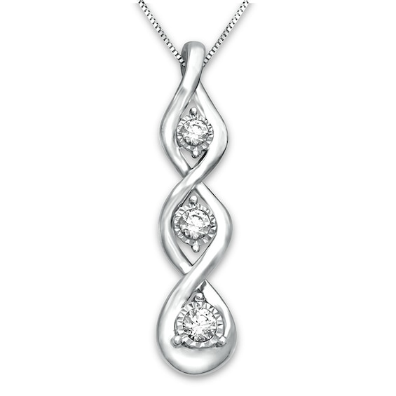 Previously Owned Diamond Necklace 1/4 ct tw Round-cut 10K White Gold