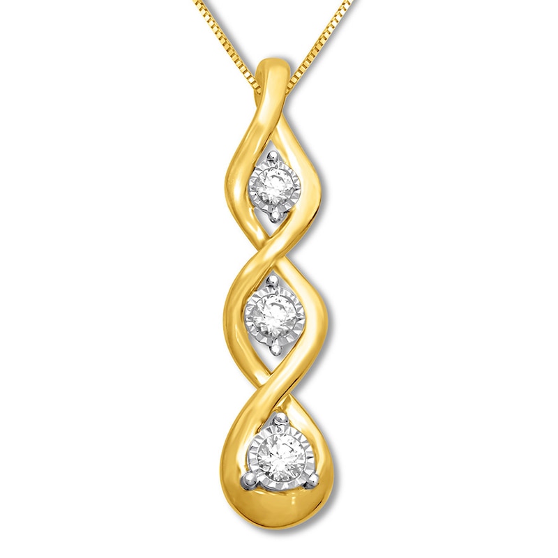 Main Image 1 of Previously Owned Diamond Necklace 1/3 ct tw Round-cut 10K Yellow Gold 18&quot;