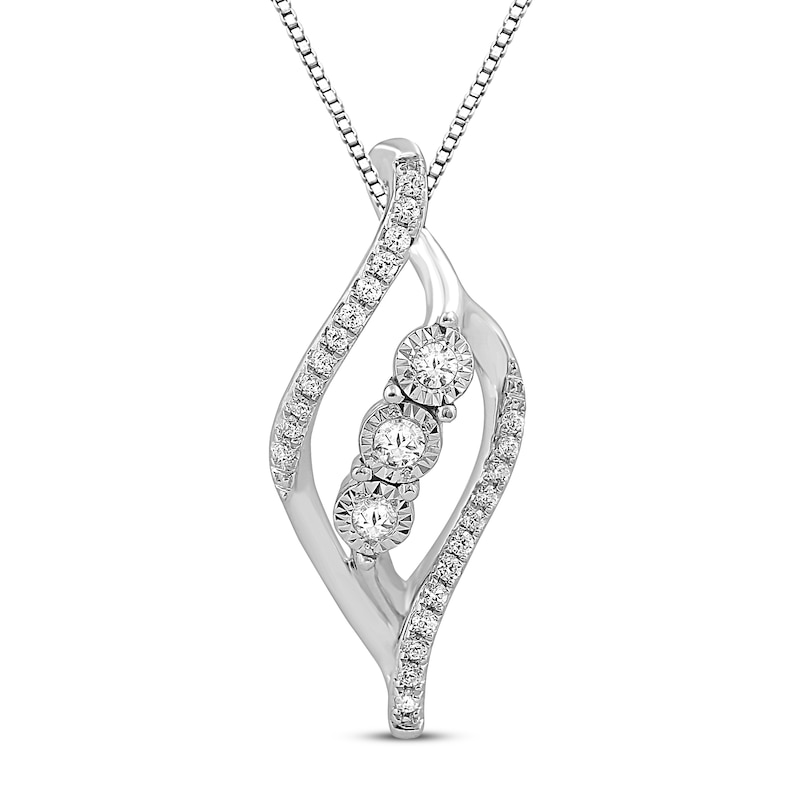 Main Image 1 of Previously Owned Radiant Reflections Diamond Necklace 1/5 ct tw 10K White Gold 18&quot;