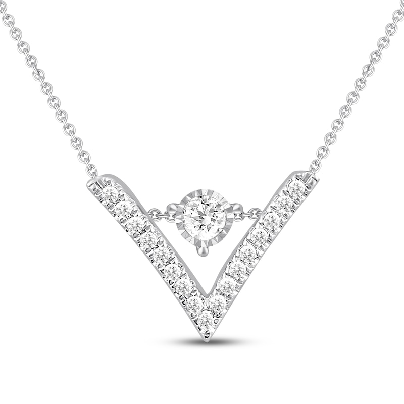 Previously Owned Diamond Choker Necklace 1/6 ct tw Sterling Silver Adjustable