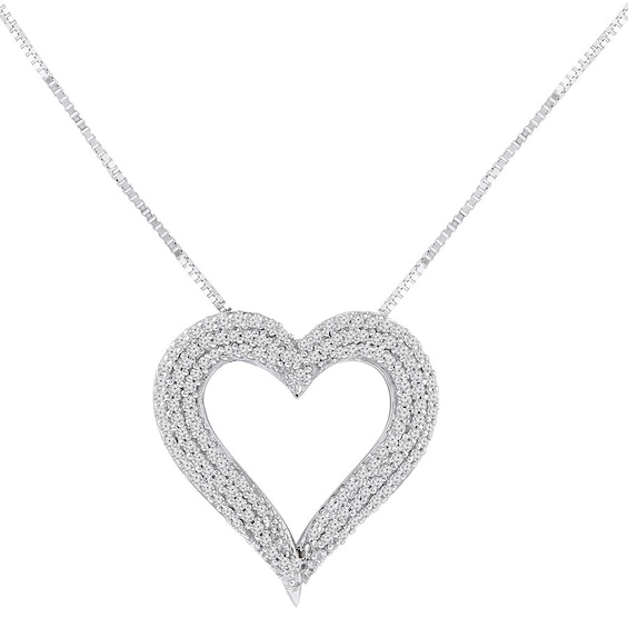Previously Owned Diamond Heart Necklace 1/4 ct tw Round-cut 10K White Gold 18"