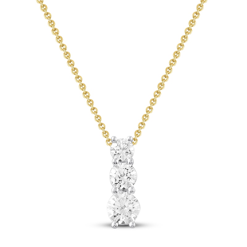 Previously Owned Three-Stone Diamond Necklace 1/2 ct tw 10K Yellow Gold