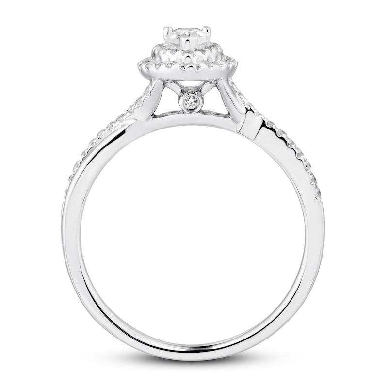 Previously Owned Diamond Engagement Ring 1/2 ct tw Pear & Round-cut 14K White Gold