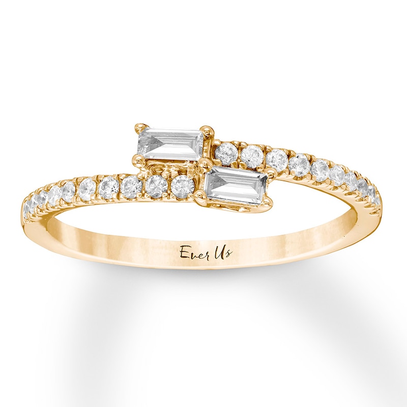Previously Owned Ever Us Diamond Ring 1/4 ct tw Baguette & Round 10K Yellow Gold