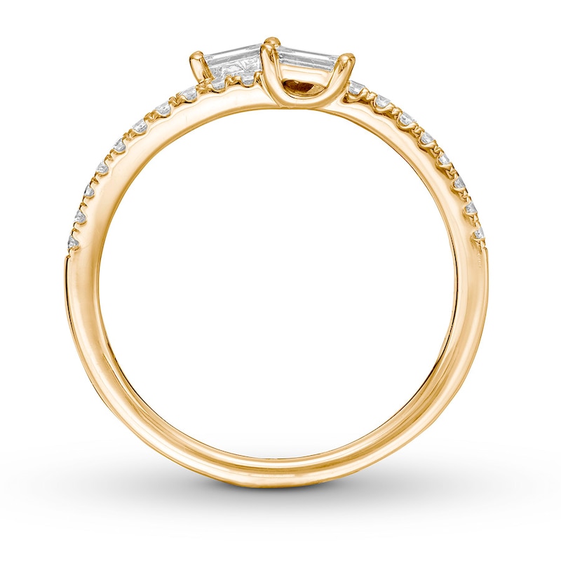 Previously Owned Ever Us Diamond Ring 1/4 ct tw Baguette & Round 10K Yellow Gold