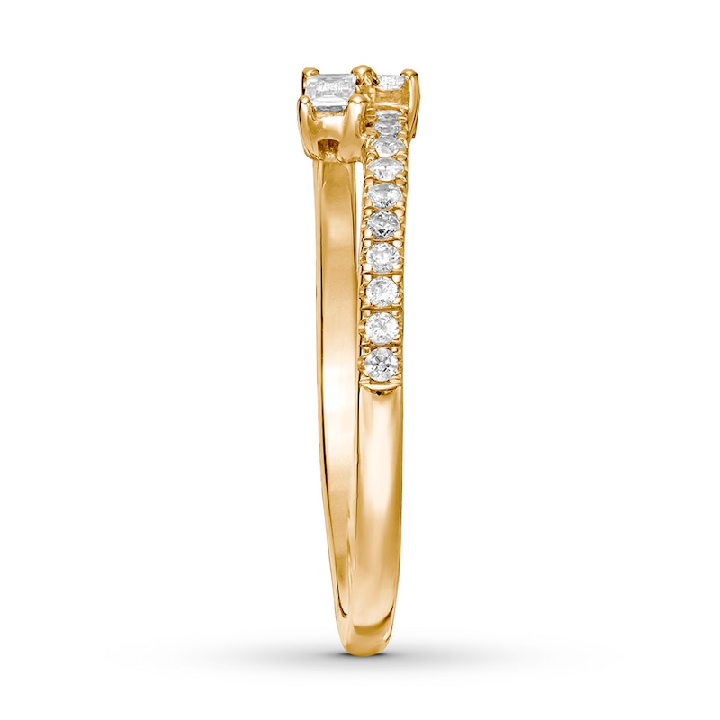 Previously Owned Ever Us Diamond Ring 1/4 ct tw Baguette & Round 10K Yellow Gold