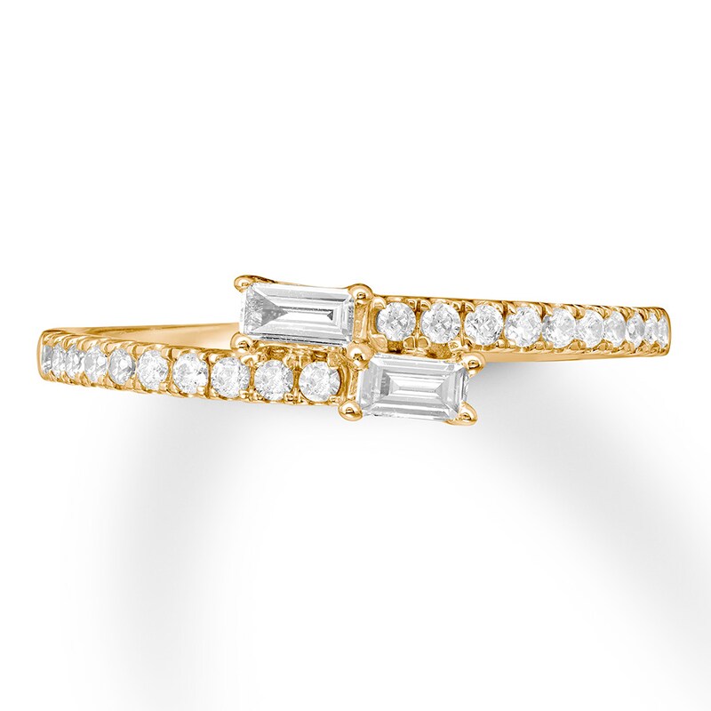 Previously Owned Ever Us Diamond Ring 1/4 ct tw Baguette & Round 10K Yellow Gold