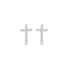 Thumbnail Image 1 of Previously Owned Petite Round-Cut Diamond Cross Earrings 1/20 ct tw 10K White Gold