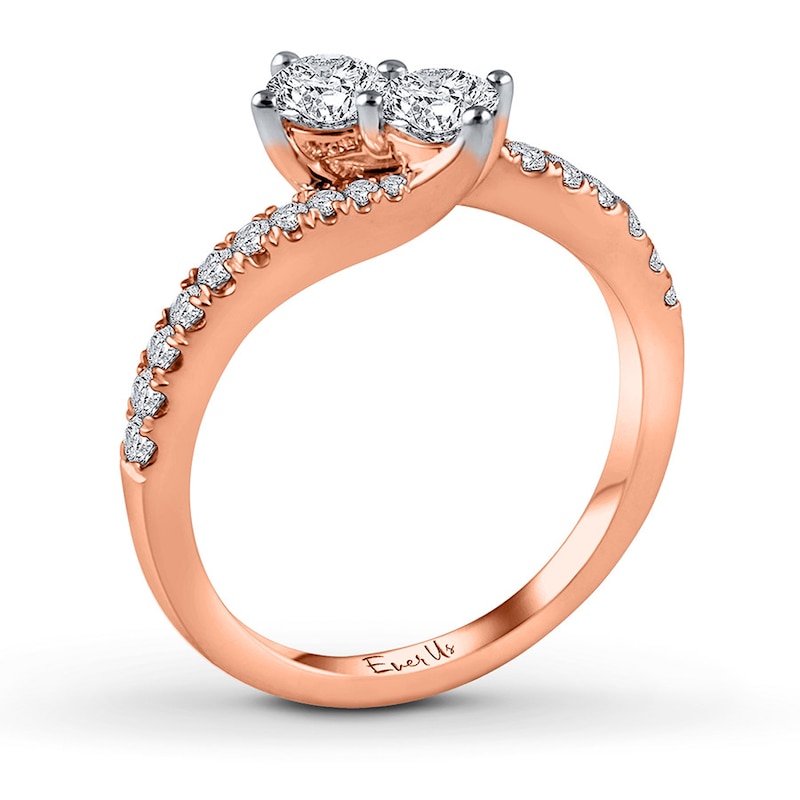 Previously Owned Ever Us Two-Stone Anniversary Ring 3/4 ct tw Round-cut Diamonds 14K Rose Gold