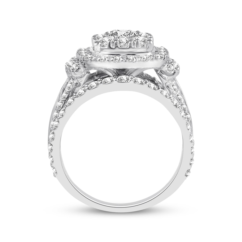 Main Image 3 of Previously Owned Diamond Engagement Ring 2 ct tw Round & Baguette-cut 10K White Gold