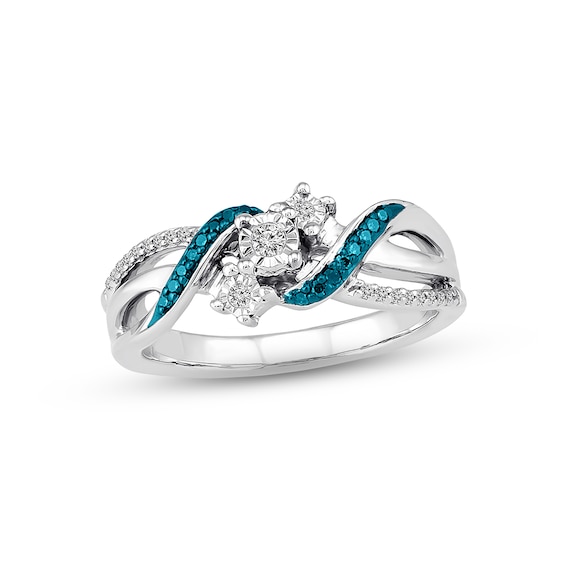 Previously Owned Diamond Ring 1/6 ct tw Blue/White Sterling Silver