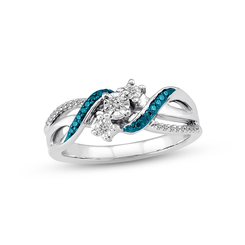Main Image 1 of Previously Owned Diamond Ring 1/6 ct tw Blue/White Sterling Silver