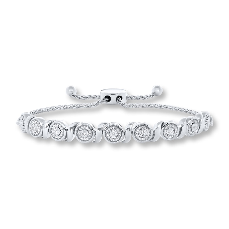 Main Image 1 of Previously Owned Diamond Bolo Bracelet 1/4 ct tw Round-cut Sterling Silver 9.5&quot;