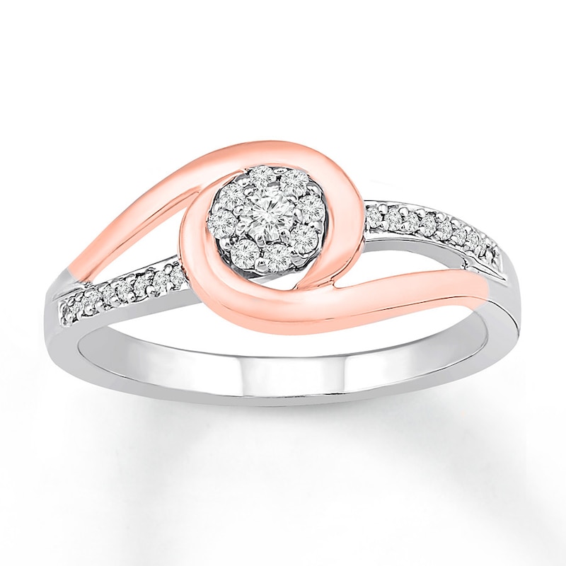Main Image 1 of Previously Owned Diamond Ring 1/10 ct tw Round-cut Sterling Silver & 10K Rose Gold