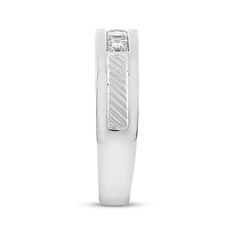 Main Image 2 of Previously Owned Leo Diamond Men's Wedding Band 3/4 ct tw Square 14K White Gold