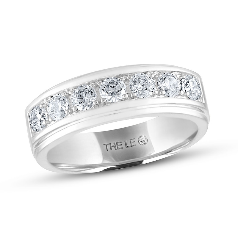 Previously Owned Men's THE LEO Diamond Wedding Band 1 ct tw Round-cut 14K White Gold
