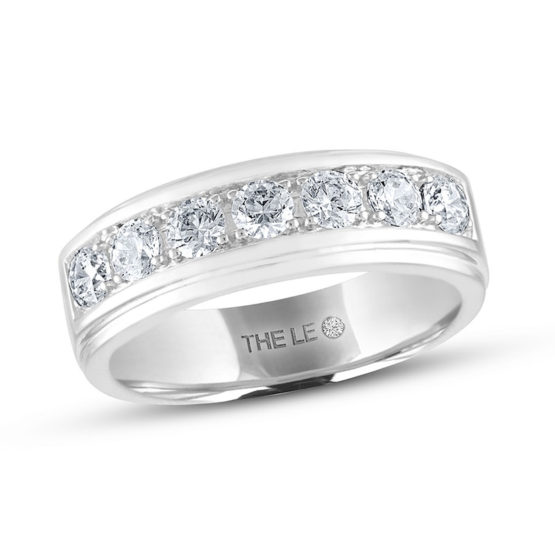 Main Image 1 of Previously Owned Men's THE LEO Diamond Wedding Band 1 ct tw Round-cut 14K White Gold