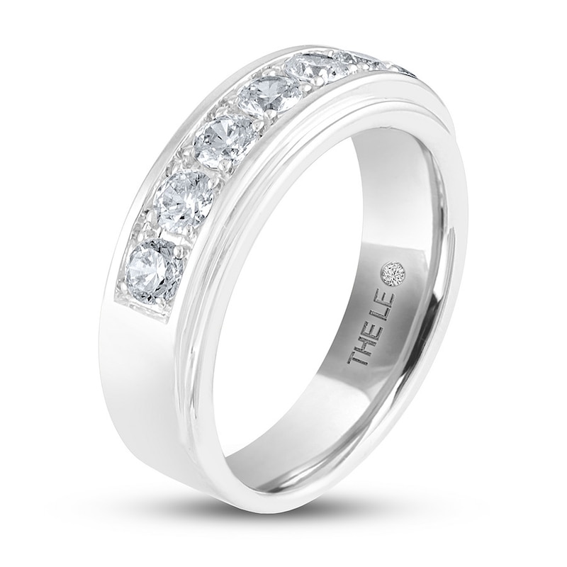Main Image 2 of Previously Owned Men's THE LEO Diamond Wedding Band 1 ct tw Round-cut 14K White Gold