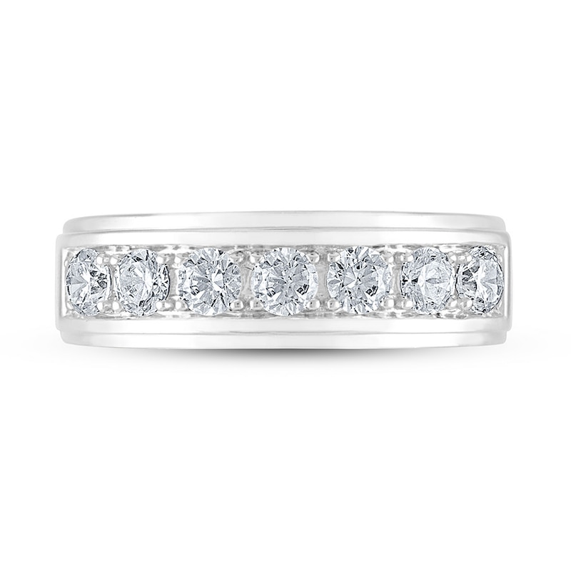 Main Image 3 of Previously Owned Men's THE LEO Diamond Wedding Band 1 ct tw Round-cut 14K White Gold